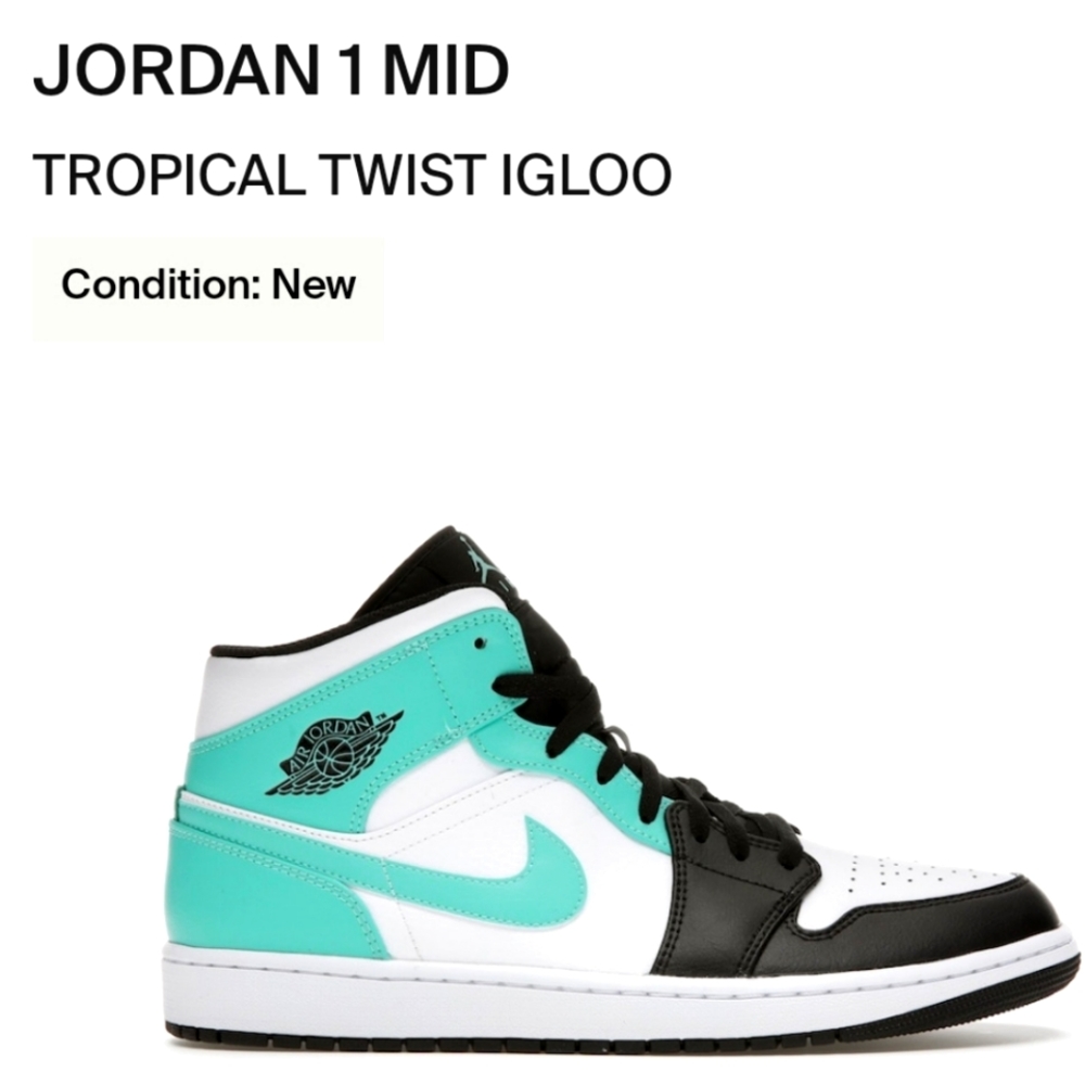 NWOT Men's Jordan 1 Mid Tropical Twist Igloo - Picture 1 of 9